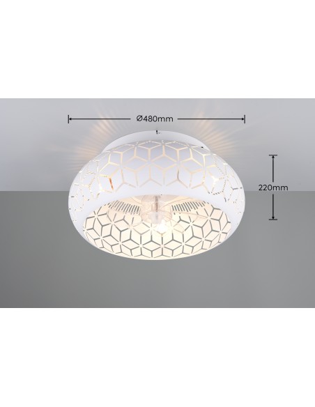 Plafonnier Bidar Blanc Mat 3xE27 Ø50 cm Trio