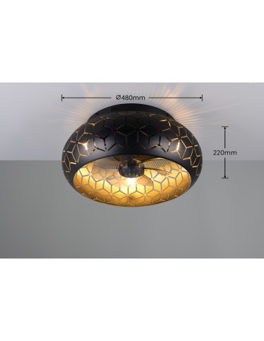 Plafonnier ventilateur Bidar Noir Or Ø50 cm Trio