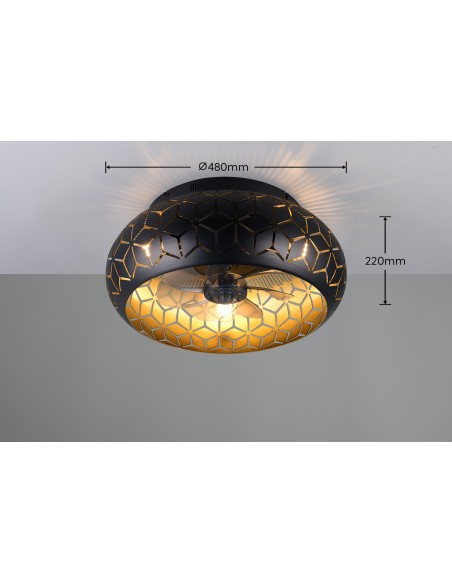 Plafonnier ventilateur Bidar Noir Or Ø50 cm Trio