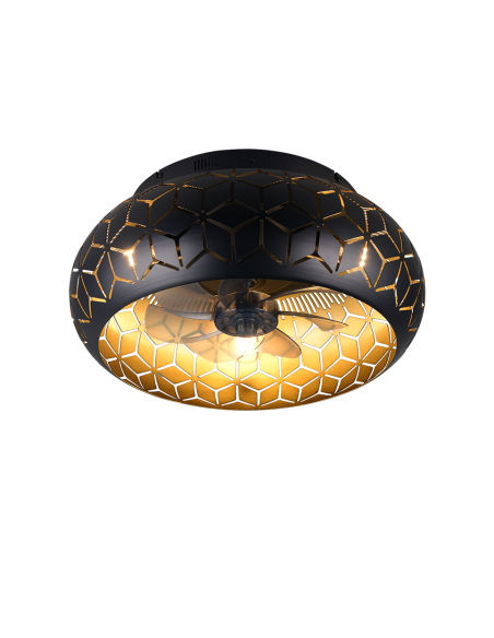 Plafonnier ventilateur Bidar noir et or Ø50 cm design moderne élégant Trio