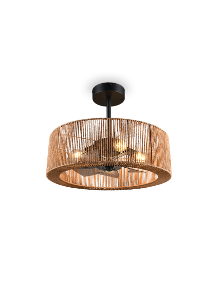 Plafonnier ventilateur SMILLUM en chanvre naturel 61 cm