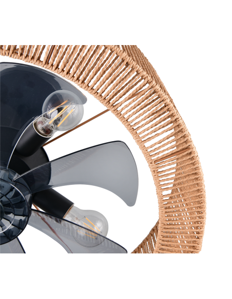 Plafonnier ventilateur SMILLUM chanvre E27 61 cm