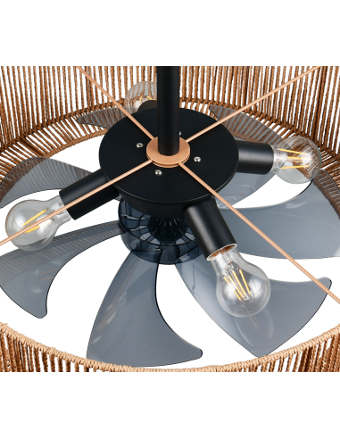 Plafonnier ventilateur SMILLUM chanvre E27 61 cm