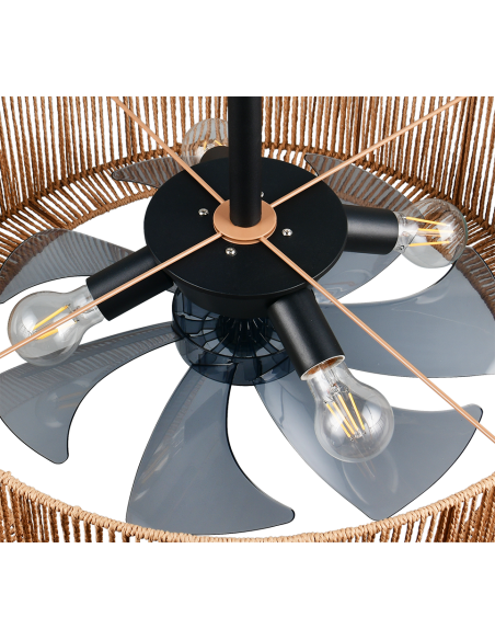 Plafonnier ventilateur SMILLUM chanvre E27 61 cm
