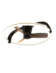Plafonnier ventilateur STOCKHOLM LED noir mat 73 cm moderne