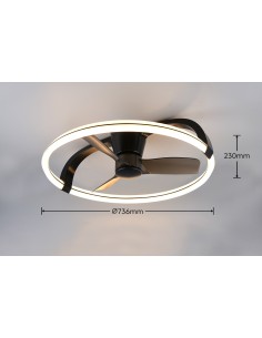 Plafonnier ventilateur STOCKHOLM LED noir mat 73 cm moderne 2