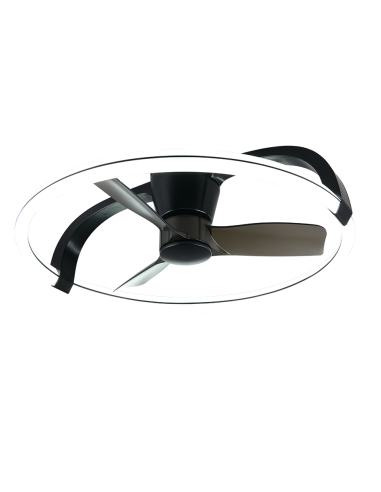 Plafonnier ventilateur STOCKHOLM LED installé dans grand salon moderne