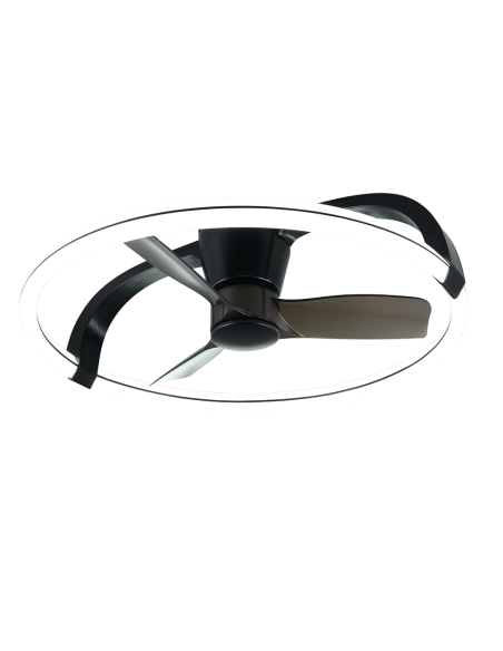 Plafonnier ventilateur STOCKHOLM LED installé dans grand salon moderne