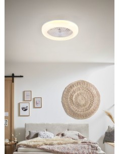 Plafonnier ventilateur MORA LED blanc 45 cm design compact 2