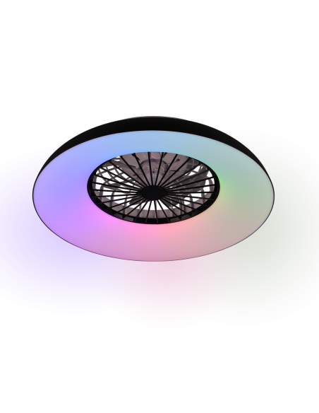 Plafonnier ventilateur SVAERHOLT LED RGBW noir et blanc