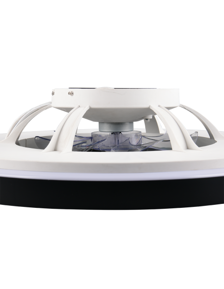 Plafonnier ventilateur LINKÖPING LED installé dans salon contemporain