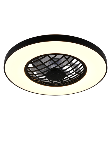 Plafonnier ventilateur LINKÖPING LED noir avec Bluetooth intégré