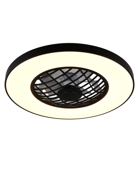 Plafonnier ventilateur LINKÖPING LED noir avec Bluetooth intégré