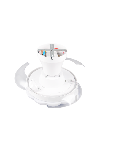 Plafonnier ventilateur BORAS LED installé dans salon contemporain épuré