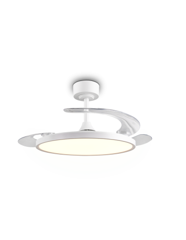 Plafonnier ventilateur KASFJORD LED blanc mat grand format