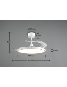 Plafonnier ventilateur KASFJORD LED blanc mat grand format 2