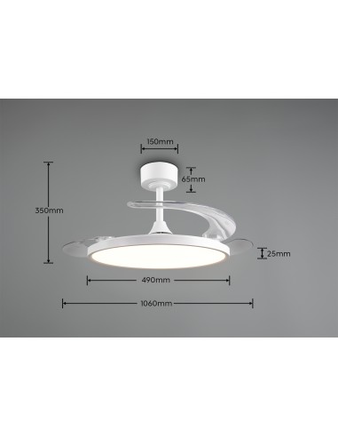 Ventilateur plafonnier KASFJORD avec télécommande et lumière CCT