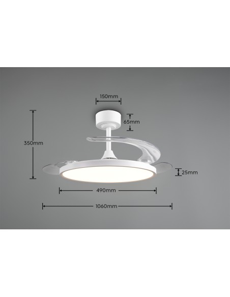Ventilateur plafonnier KASFJORD avec télécommande et lumière CCT