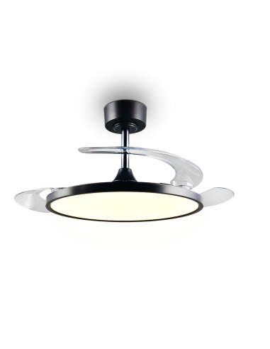 Plafonnier ventilateur KASFJORD LED noir mat grand format