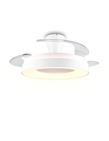 Plafonnier ventilateur VANSBRO LED blanc grand format 106 cm