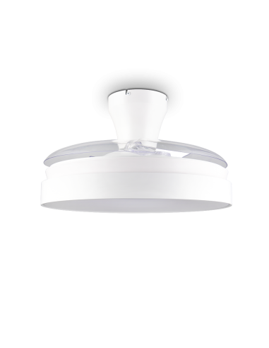 Plafonnier ventilateur VANSBRO LED installé dans grand salon moderne