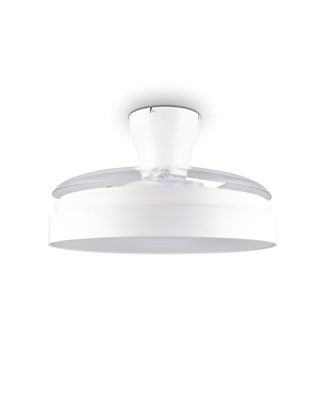 Plafonnier ventilateur VANSBRO LED installé dans grand salon moderne