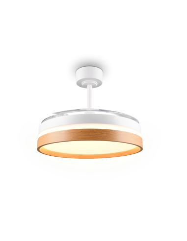 Plafonnier ventilateur VOLDA LED blanc grand format 106 cm