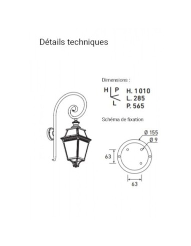 Applique extérieure Led Place des Vosges 3 noire - Roger Pradier Leluminaireled.com