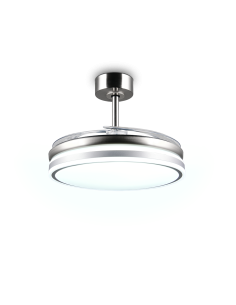 Plafonnier ventilateur VOLDA LED nickel mat 106 cm moderne