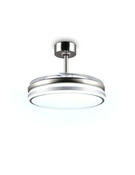 Plafonnier ventilateur VOLDA LED nickel mat 106 cm moderne