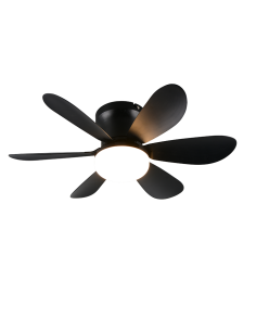 Plafonnier ventilateur LUND LED noir mat compact 53 cm
