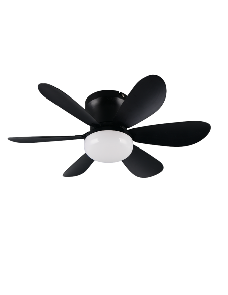 Plafonnier ventilateur LUND LED 8W noir mat 53 cm