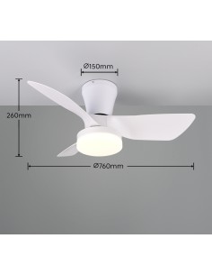 Ventilateur de plafond LED RANDERS blanc mat 20W design classique 2