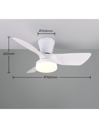 Ventilateur plafond avec lumière LED CCT 2700K à 6500K et télécommande RANDERS