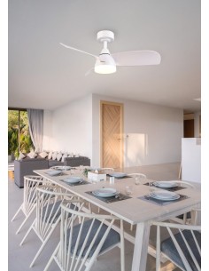 Plafonnier ventilateur LED HELSINKI blanc mat design moderne 20W 2
