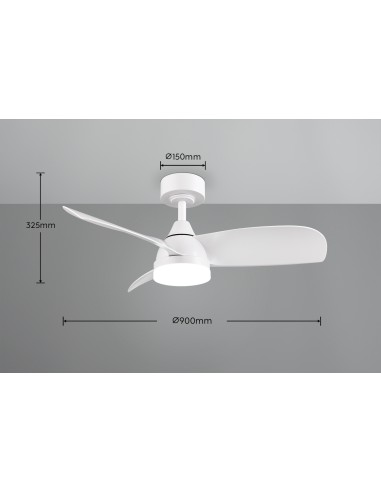 Plafonnier ventilateur 90 cm HELSINKI blanc mat pour intérieur contemporain