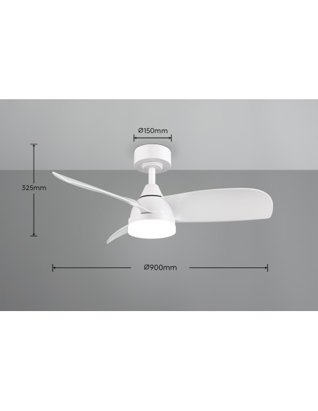 Plafonnier ventilateur 90 cm HELSINKI blanc mat pour intérieur contemporain