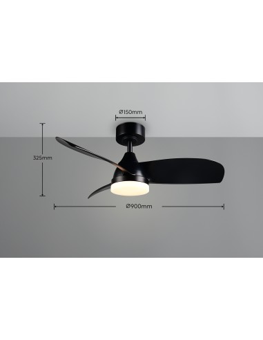 Plafonnier ventilateur noir 90 cm HELSINKI pour intérieur contemporain