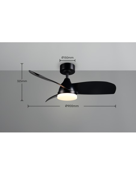 Plafonnier ventilateur noir 90 cm HELSINKI pour intérieur contemporain