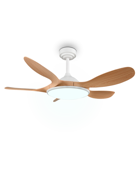 Ventilateur plafond bois clair LED CCT 2700K à 6500K FLEN
