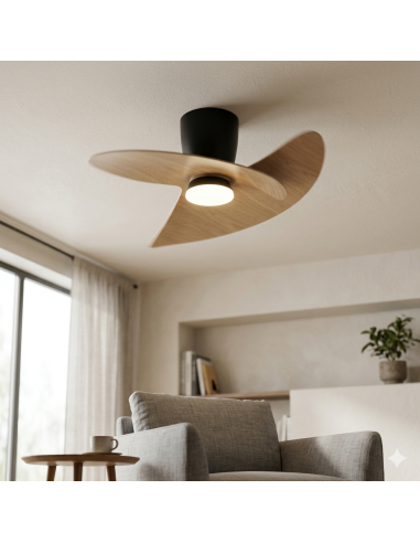 Ventilateur plafond 18 W 3000K-5000K 2520LM Noir et Bois - Mantra - Ona