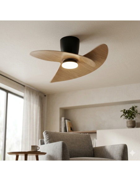 Ventilateur plafond 18 W 3000K-5000K 2520LM Noir et Bois - Mantra - Ona