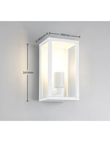 Luminaire extérieur GARONNE en aluminium blanc mat et verre transparent clair