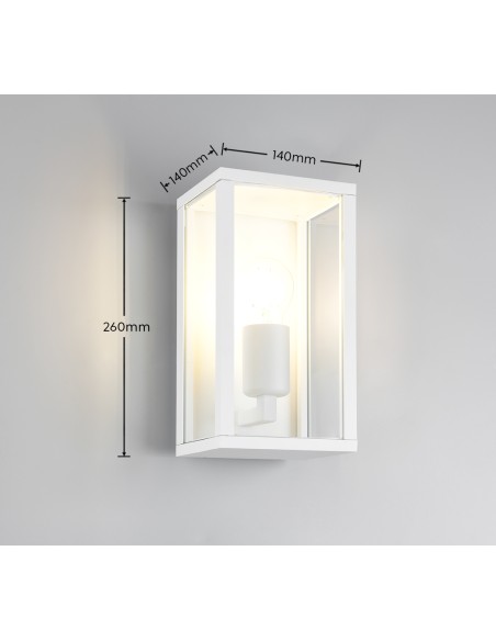 Luminaire extérieur GARONNE en aluminium blanc mat et verre transparent clair