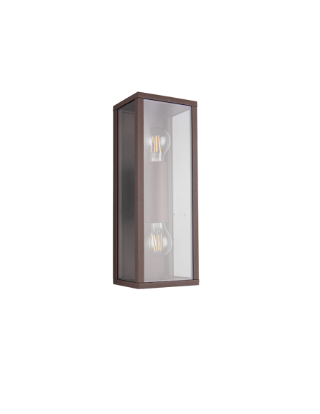 Luminaire extérieur GARONNE double éclairage en aluminium rouille et verre clair