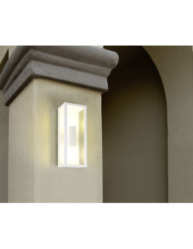 Applique murale extérieure GARONNE IP44 blanc mat verre transparent