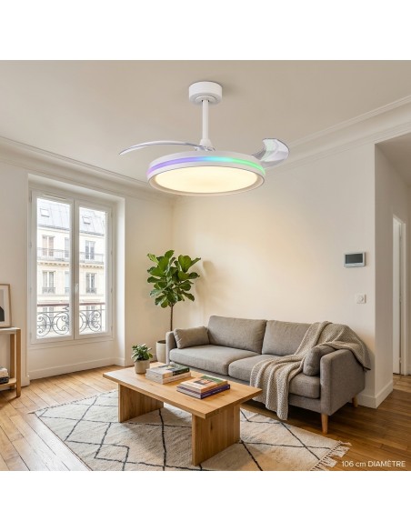 Ventilateur plafond Diam.106cm 3000/6000K 50W Blanc - Mantra - Rafaga