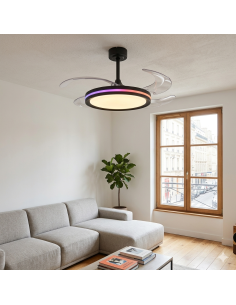 Ventilateur plafond Diam.106cm 3000K à 6500K 50W Noir - Mantra - Rafaga 2