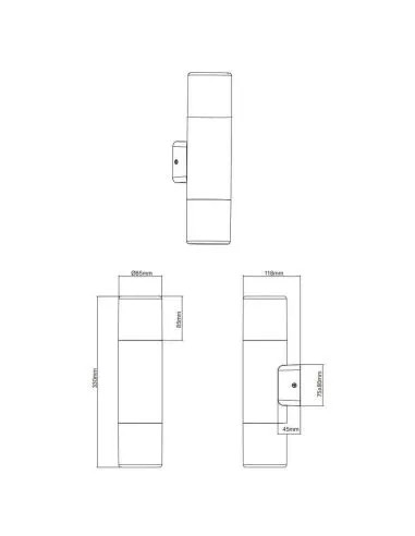 Applique extérieure Hoosic 2L up & down E27 IP44 design