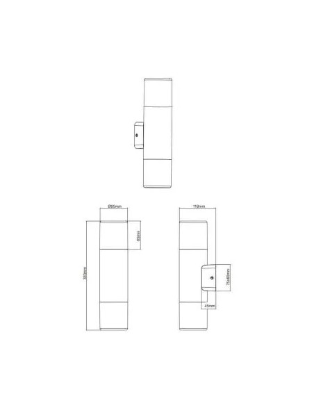 Applique extérieure Hoosic 2L up & down E27 IP44 design